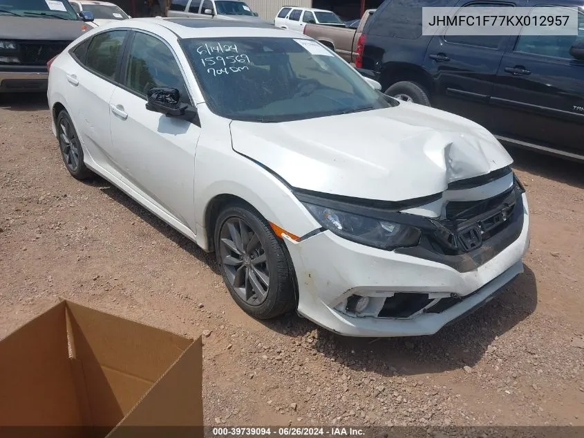 JHMFC1F77KX012957 2019 Honda Civic Ex-L