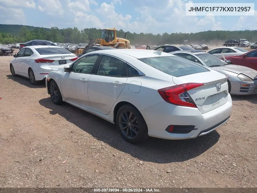 JHMFC1F77KX012957 2019 Honda Civic Ex-L