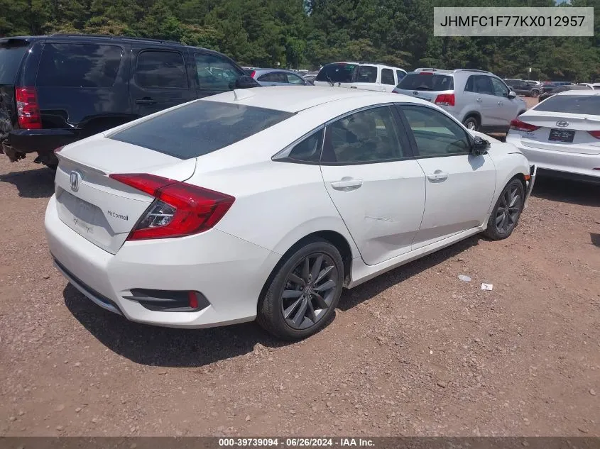 2019 Honda Civic Ex-L VIN: JHMFC1F77KX012957 Lot: 39739094