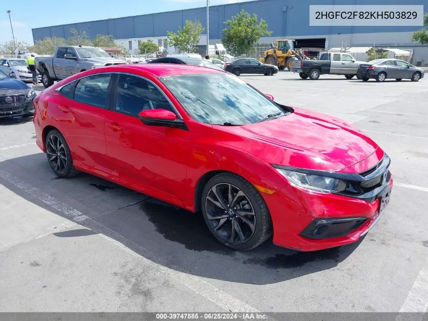 2019 Honda Civic Sport VIN: 2HGFC2F82KH503829 Lot: 39747585