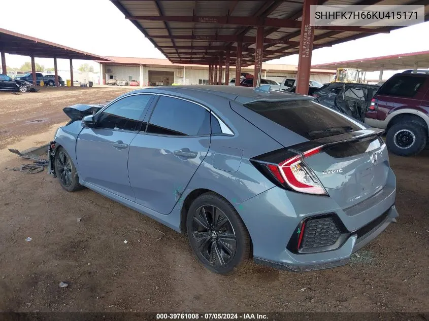 2019 Honda Civic Ex VIN: SHHFK7H66KU415171 Lot: 39761008