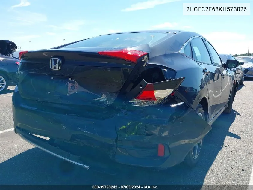 2019 Honda Civic Lx VIN: 2HGFC2F68KH573026 Lot: 39793242