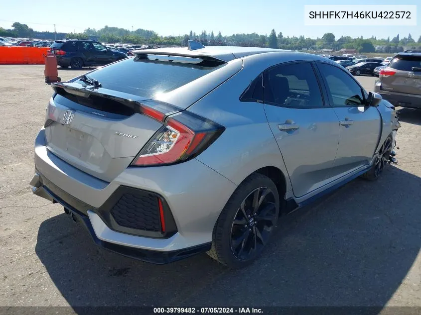 2019 Honda Civic Sport VIN: SHHFK7H46KU422572 Lot: 39799482