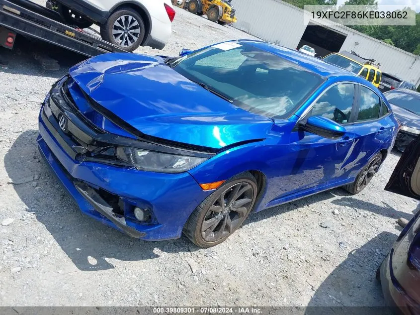 2019 Honda Civic Sport VIN: 19XFC2F86KE038062 Lot: 39809301