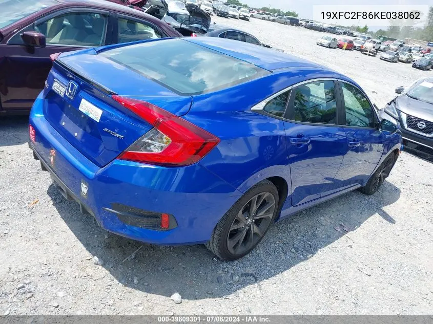 2019 Honda Civic Sport VIN: 19XFC2F86KE038062 Lot: 39809301