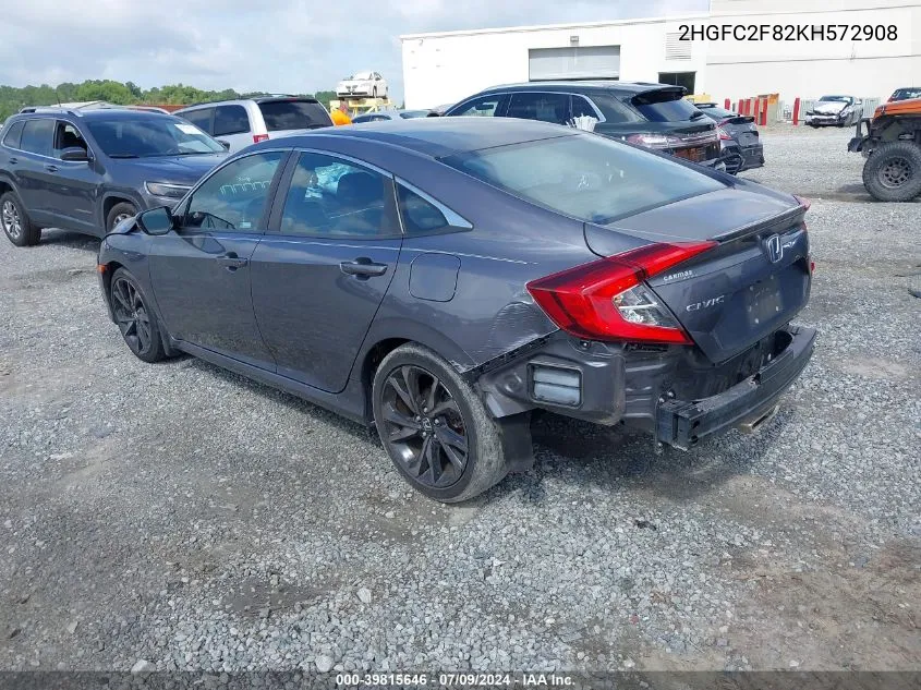 2HGFC2F82KH572908 2019 Honda Civic Sport