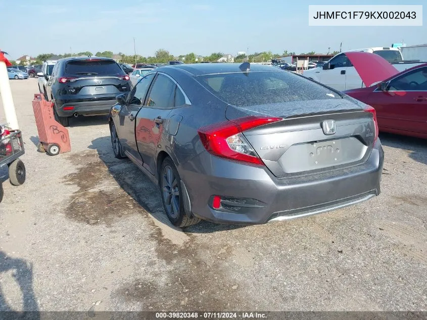 JHMFC1F79KX002043 2019 Honda Civic Ex-L