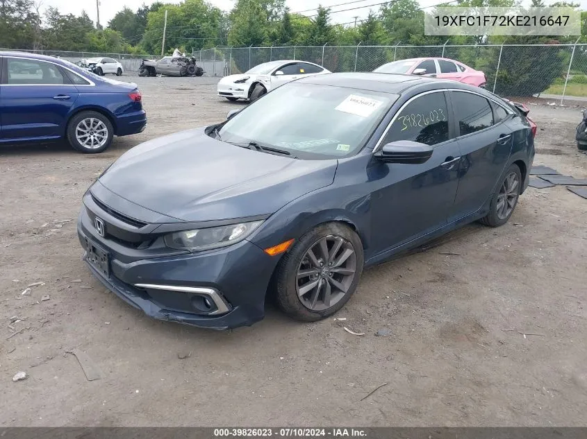 2019 Honda Civic Ex-L VIN: 19XFC1F72KE216647 Lot: 39826023