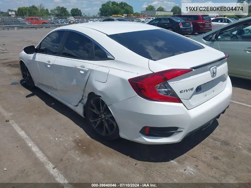 2019 Honda Civic Sport VIN: 19XFC2E80KE004474 Lot: 39840046