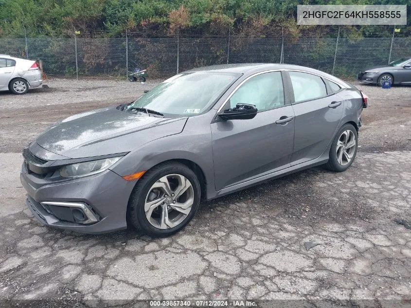 2019 Honda Civic Lx VIN: 2HGFC2F64KH558555 Lot: 39857340