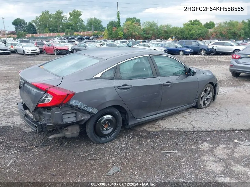 2019 Honda Civic Lx VIN: 2HGFC2F64KH558555 Lot: 39857340