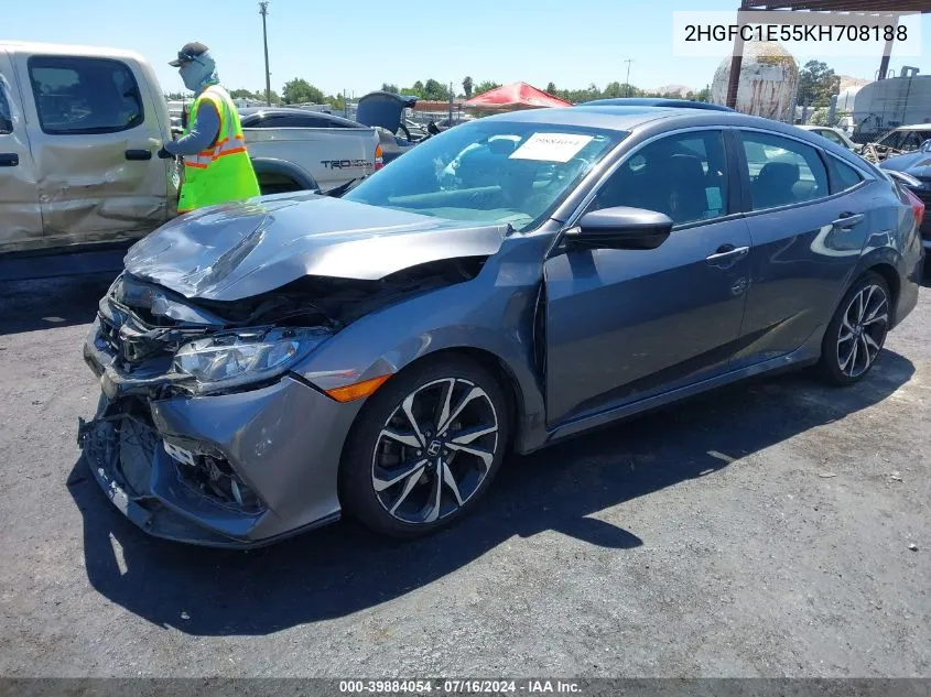 2019 Honda Civic Si VIN: 2HGFC1E55KH708188 Lot: 39884054