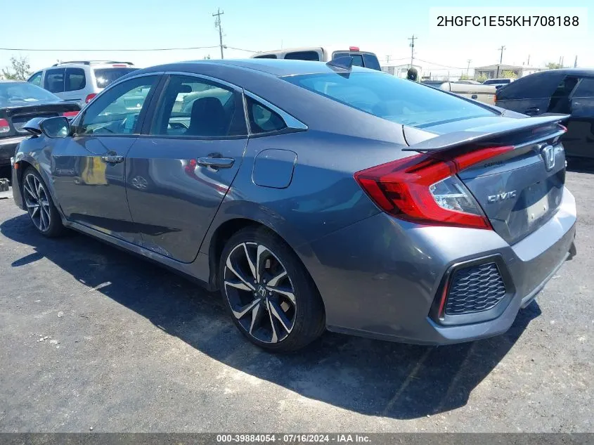 2019 Honda Civic Si VIN: 2HGFC1E55KH708188 Lot: 39884054