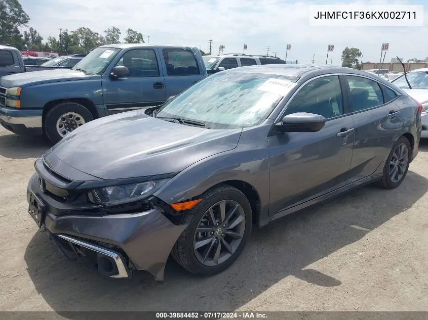 2019 Honda Civic Ex VIN: JHMFC1F36KX002711 Lot: 39884452