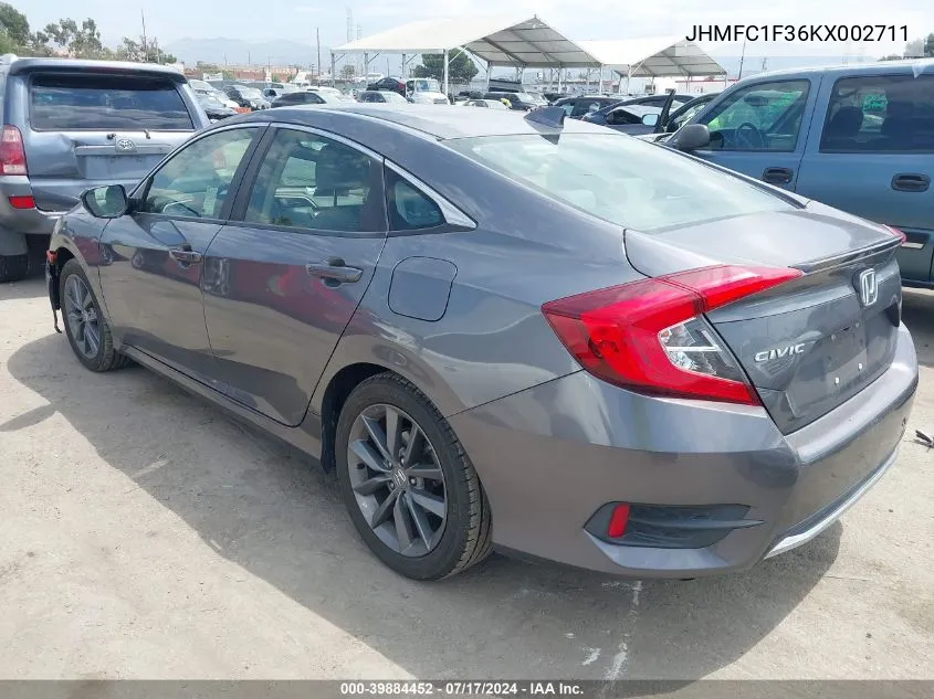 JHMFC1F36KX002711 2019 Honda Civic Ex