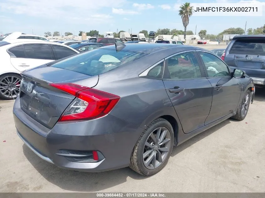 2019 Honda Civic Ex VIN: JHMFC1F36KX002711 Lot: 39884452