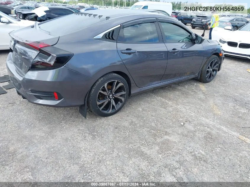 2019 Honda Civic Sport VIN: 2HGFC2F80KH564869 Lot: 39887867