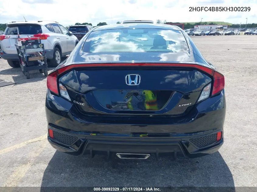 2019 Honda Civic Sport VIN: 2HGFC4B85KH300239 Lot: 39892329