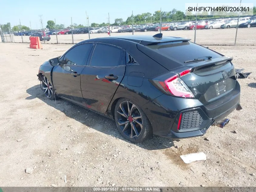 SHHFK7H49KU206361 2019 Honda Civic Sport