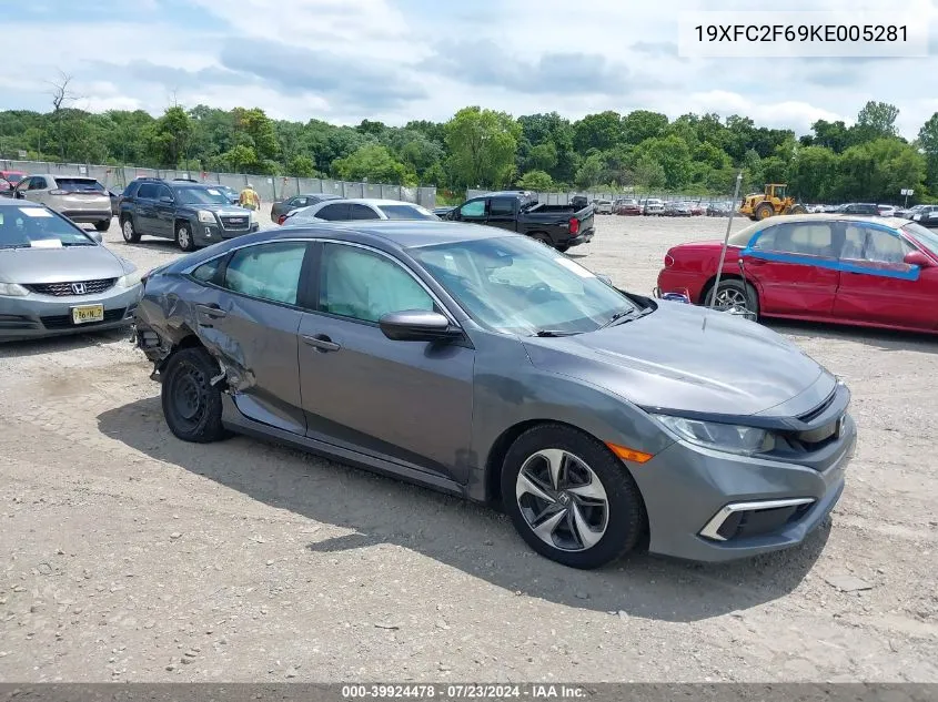 2019 Honda Civic Lx VIN: 19XFC2F69KE005281 Lot: 39924478