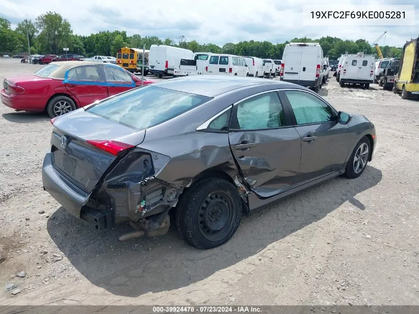 2019 Honda Civic Lx VIN: 19XFC2F69KE005281 Lot: 39924478