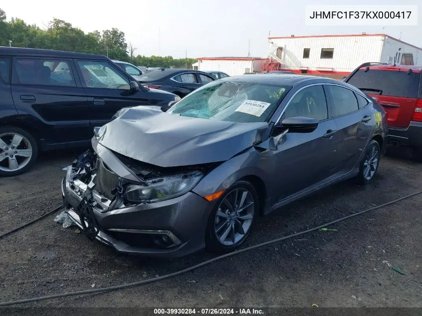 JHMFC1F37KX000417 2019 Honda Civic Ex