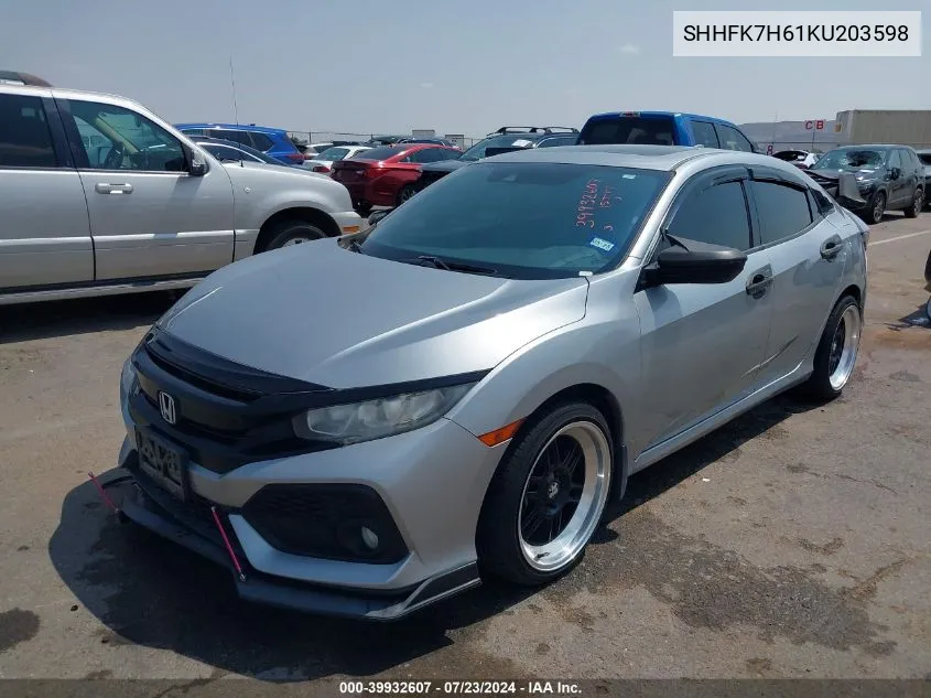 SHHFK7H61KU203598 2019 Honda Civic Ex