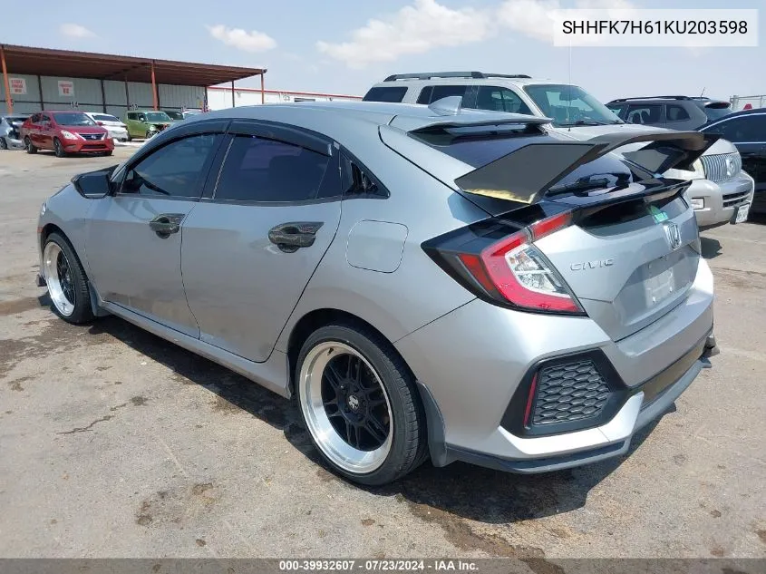 2019 Honda Civic Ex VIN: SHHFK7H61KU203598 Lot: 39932607