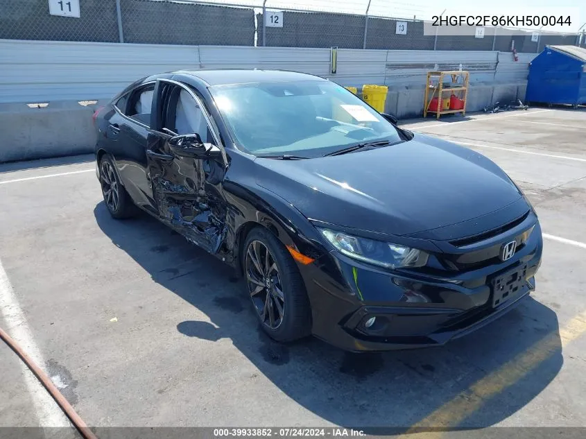 2HGFC2F86KH500044 2019 Honda Civic Sport