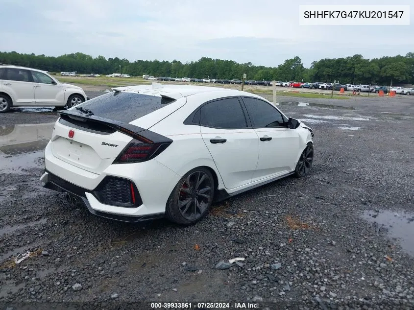 2019 Honda Civic Sport VIN: SHHFK7G47KU201547 Lot: 39933861