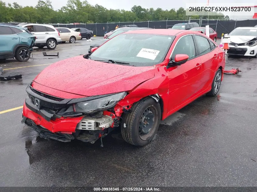 2HGFC2F6XKH523700 2019 Honda Civic Lx