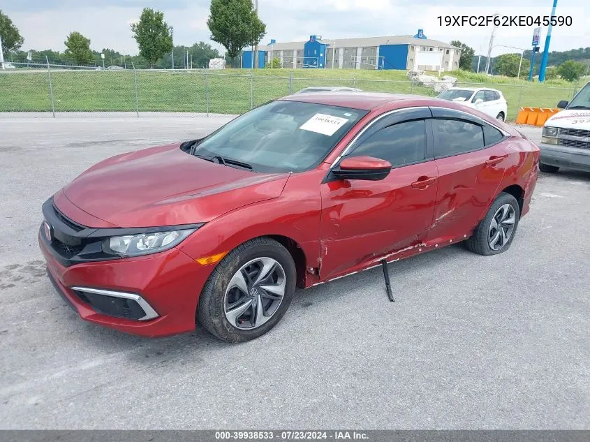 2019 Honda Civic Lx VIN: 19XFC2F62KE045590 Lot: 39938533