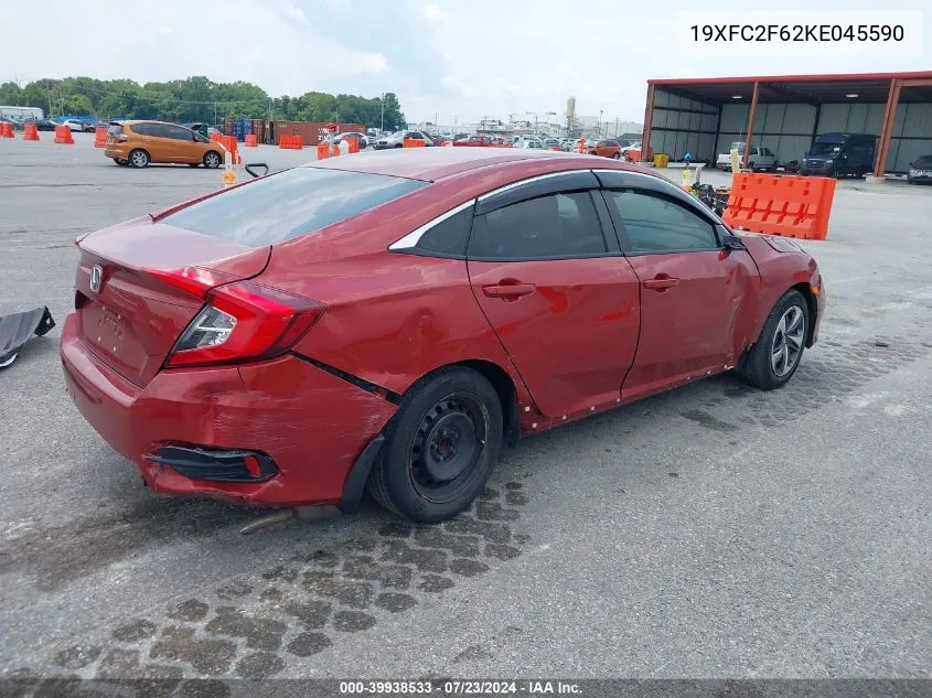 2019 Honda Civic Lx VIN: 19XFC2F62KE045590 Lot: 39938533