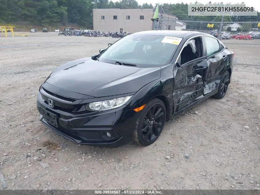 2019 Honda Civic Sport VIN: 2HGFC2F81KH556098 Lot: 39938567