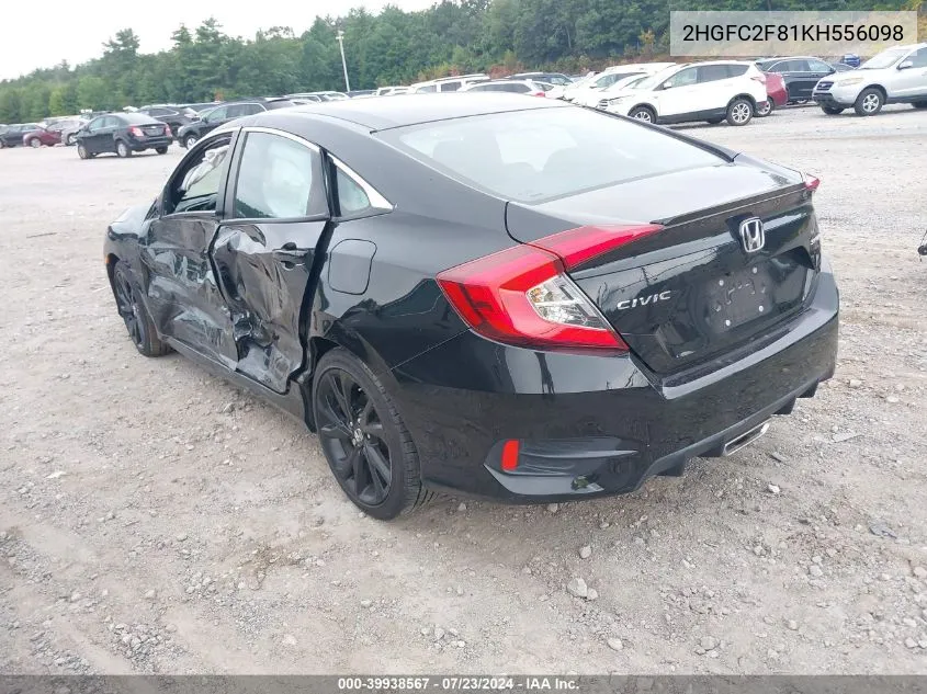 2HGFC2F81KH556098 2019 Honda Civic Sport