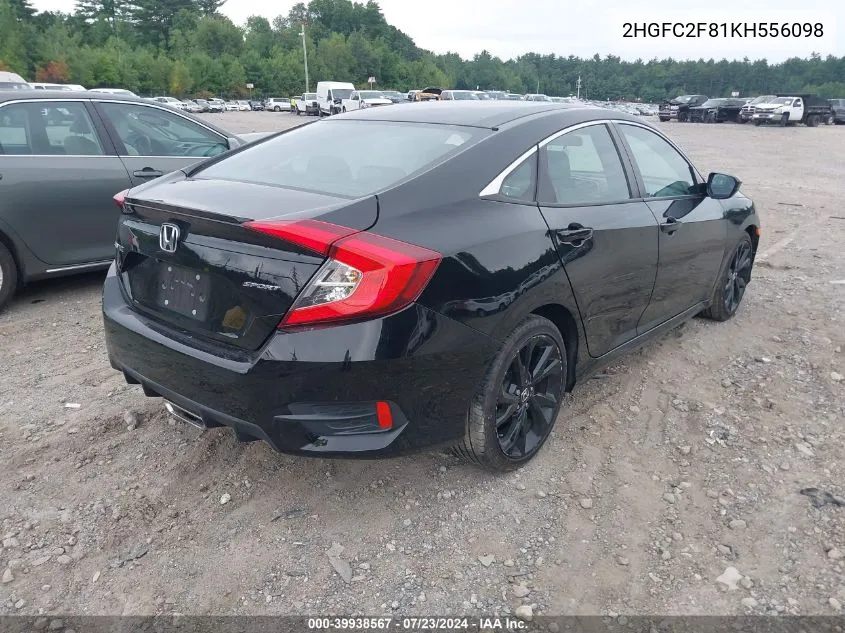 2019 Honda Civic Sport VIN: 2HGFC2F81KH556098 Lot: 39938567