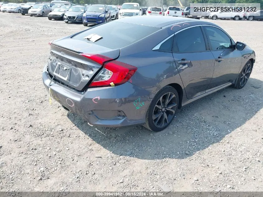 2HGFC2F85KH581232 2019 Honda Civic Sport