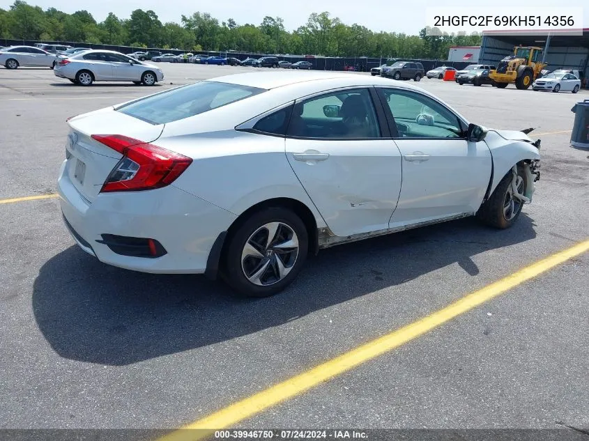 2019 Honda Civic Lx VIN: 2HGFC2F69KH514356 Lot: 39946750