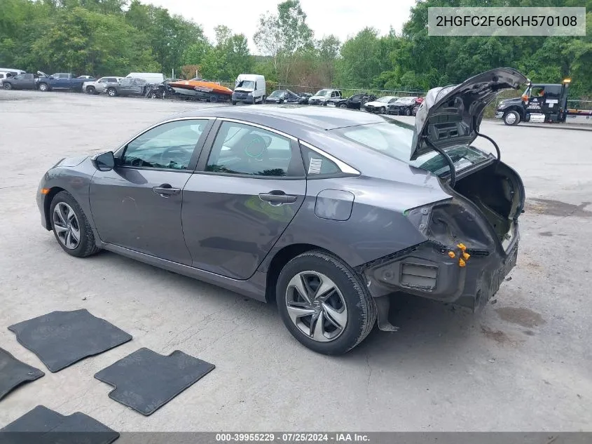 2019 Honda Civic Lx VIN: 2HGFC2F66KH570108 Lot: 39955229