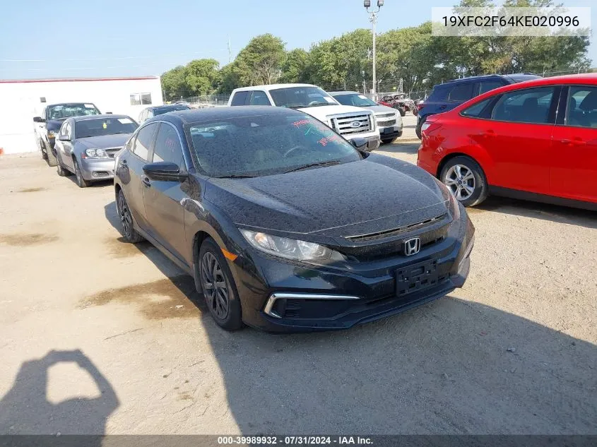 2019 Honda Civic Lx VIN: 19XFC2F64KE020996 Lot: 39989932