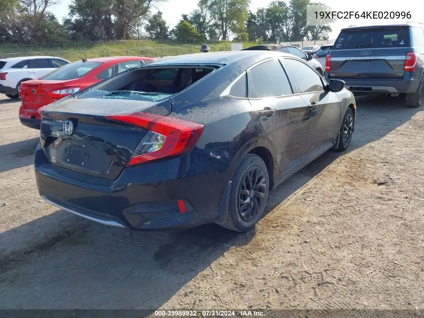 2019 Honda Civic Lx VIN: 19XFC2F64KE020996 Lot: 39989932