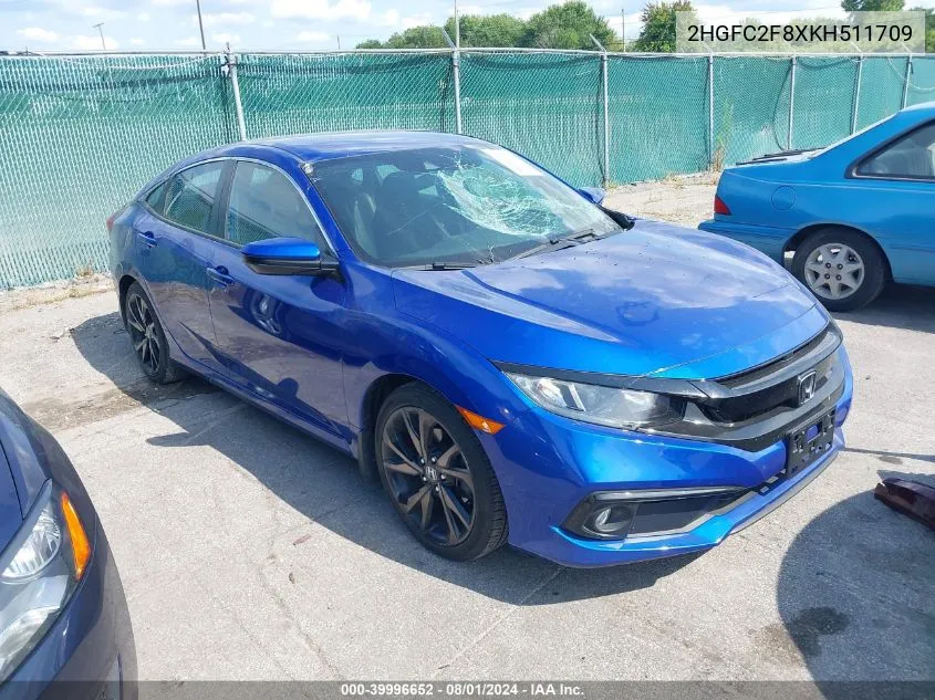 2019 Honda Civic Sport VIN: 2HGFC2F8XKH511709 Lot: 39996652