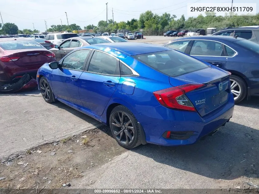 2HGFC2F8XKH511709 2019 Honda Civic Sport