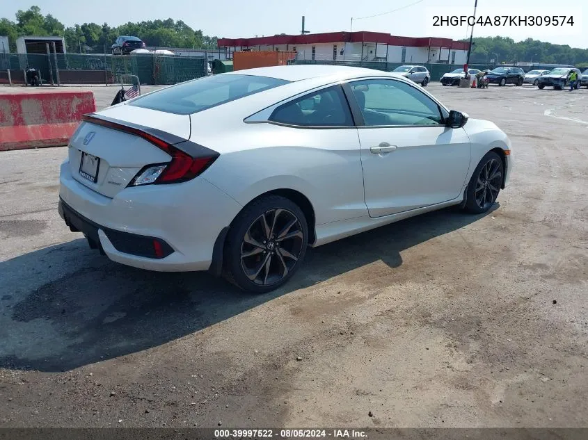 2HGFC4A87KH309574 2019 Honda Civic Sport