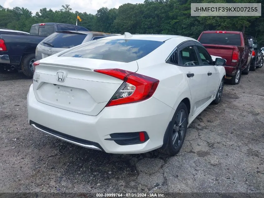 2019 Honda Civic Ex VIN: JHMFC1F39KX007255 Lot: 39999764