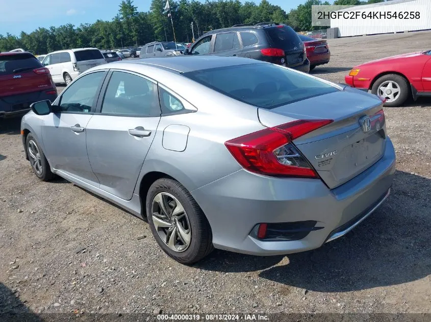 2019 Honda Civic Lx VIN: 2HGFC2F64KH546258 Lot: 40000319