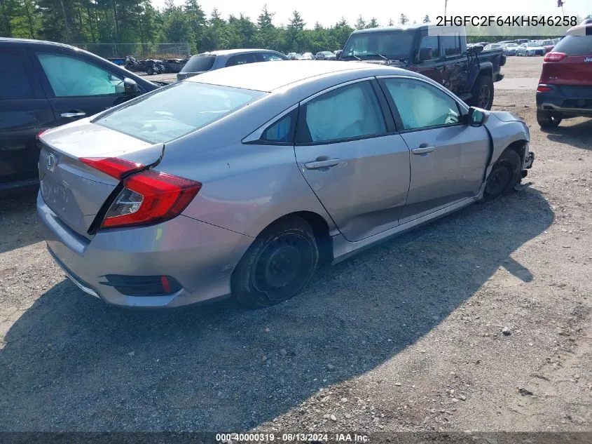 2019 Honda Civic Lx VIN: 2HGFC2F64KH546258 Lot: 40000319