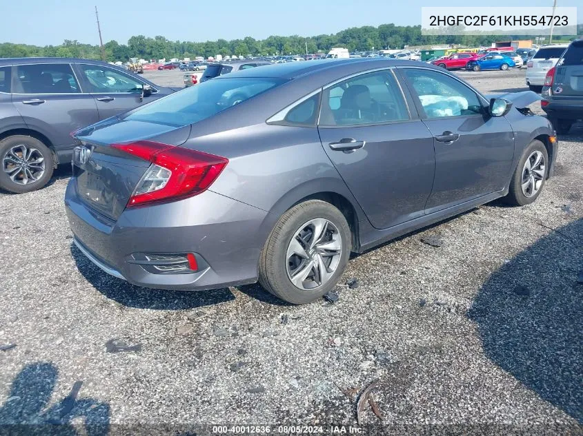 2019 Honda Civic Lx VIN: 2HGFC2F61KH554723 Lot: 40012636