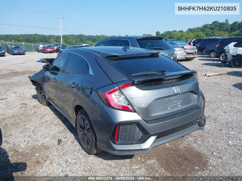 2019 Honda Civic Ex VIN: SHHFK7H62KU210835 Lot: 40013274