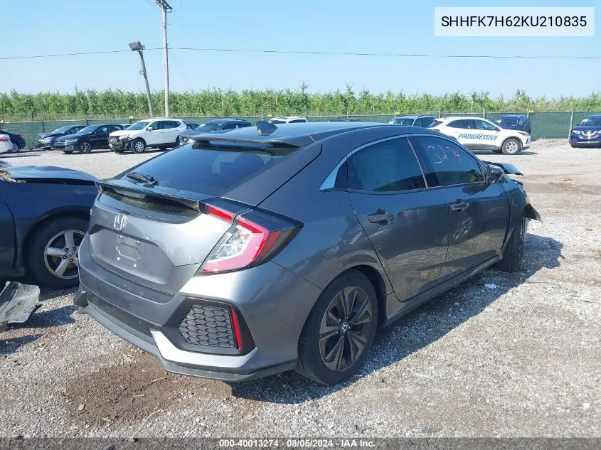 2019 Honda Civic Ex VIN: SHHFK7H62KU210835 Lot: 40013274